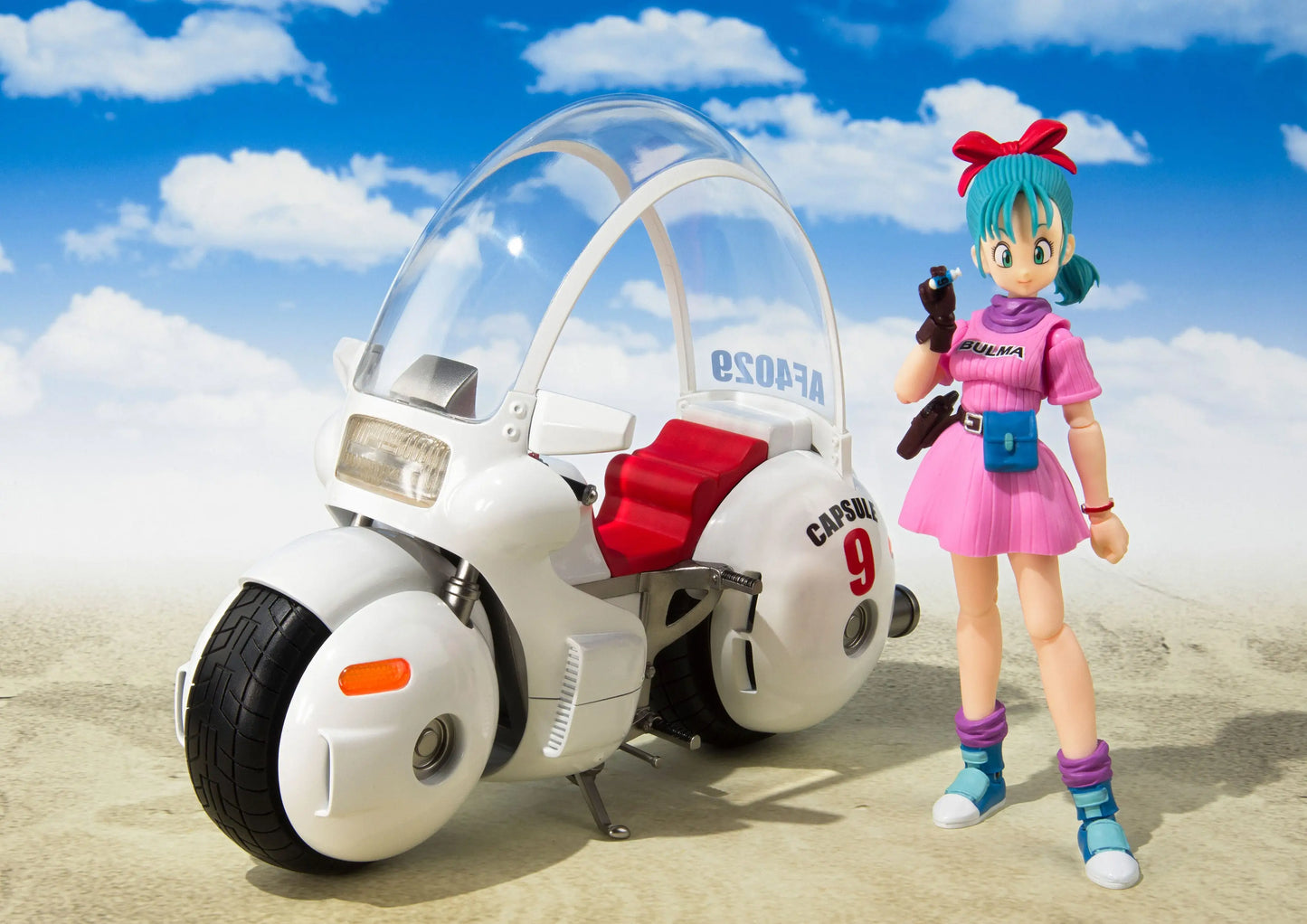 Dragon Ball S.H. Figuarts Bulma's Motorcycle Hoipoi Capsule No. 9 + Goku 17 cm - AniMuchuu