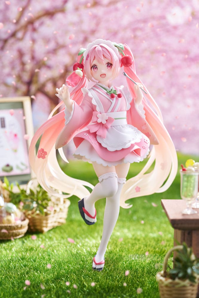 Hatsune Miku PVC Statue Newley Written Sakura Miku Japanese Cafe 18 cm - AniMuchuu
