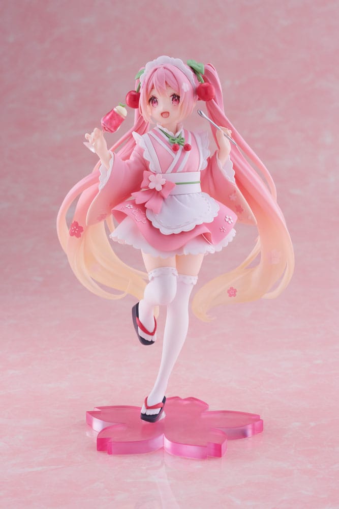 Hatsune Miku PVC Statue Newley Written Sakura Miku Japanese Cafe 18 cm - AniMuchuu