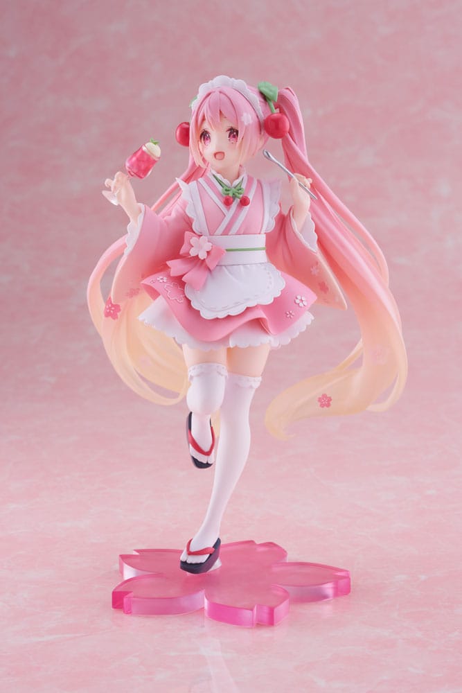 Hatsune Miku PVC Statue Newley Written Sakura Miku Japanese Cafe 18 cm - AniMuchuu