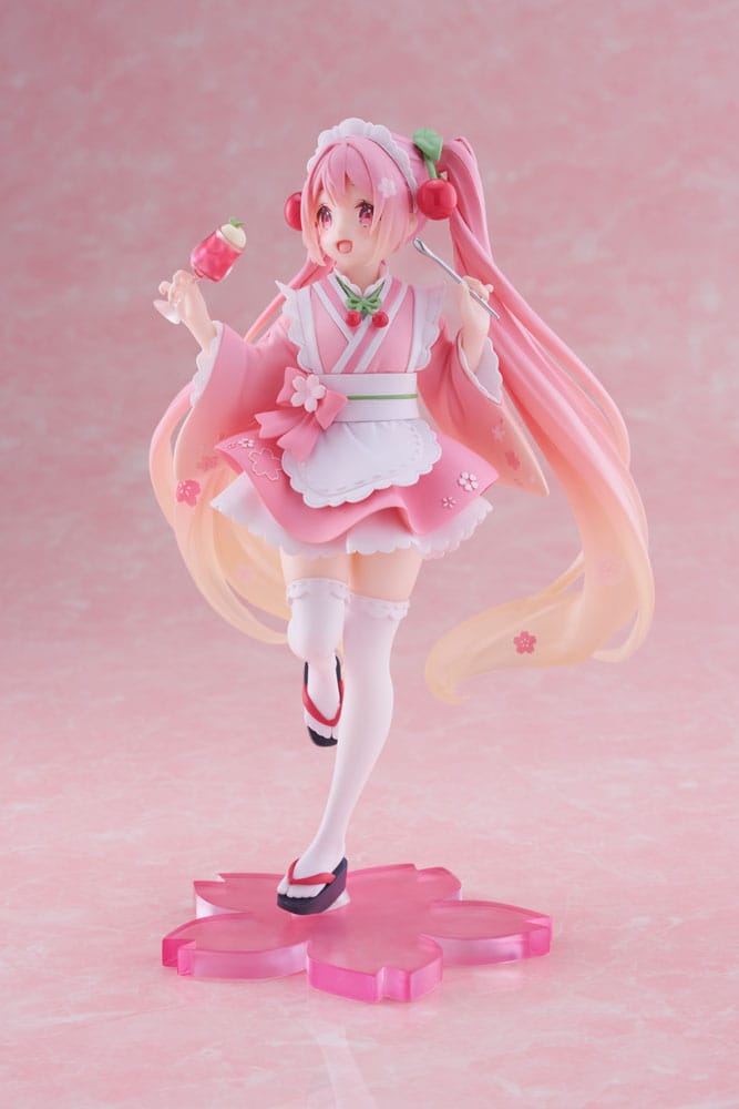 Hatsune Miku PVC Statue Newley Written Sakura Miku Japanese Cafe 18 cm - AniMuchuu