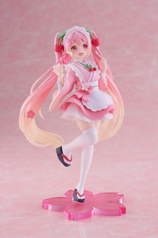 Hatsune Miku PVC Statue Newley Written Sakura Miku Japanese Cafe 18 cm - AniMuchuu