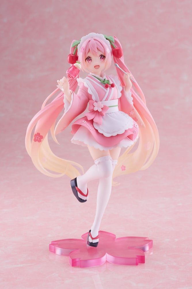 Hatsune Miku PVC Statue Newley Written Sakura Miku Japanese Cafe 18 cm - AniMuchuu