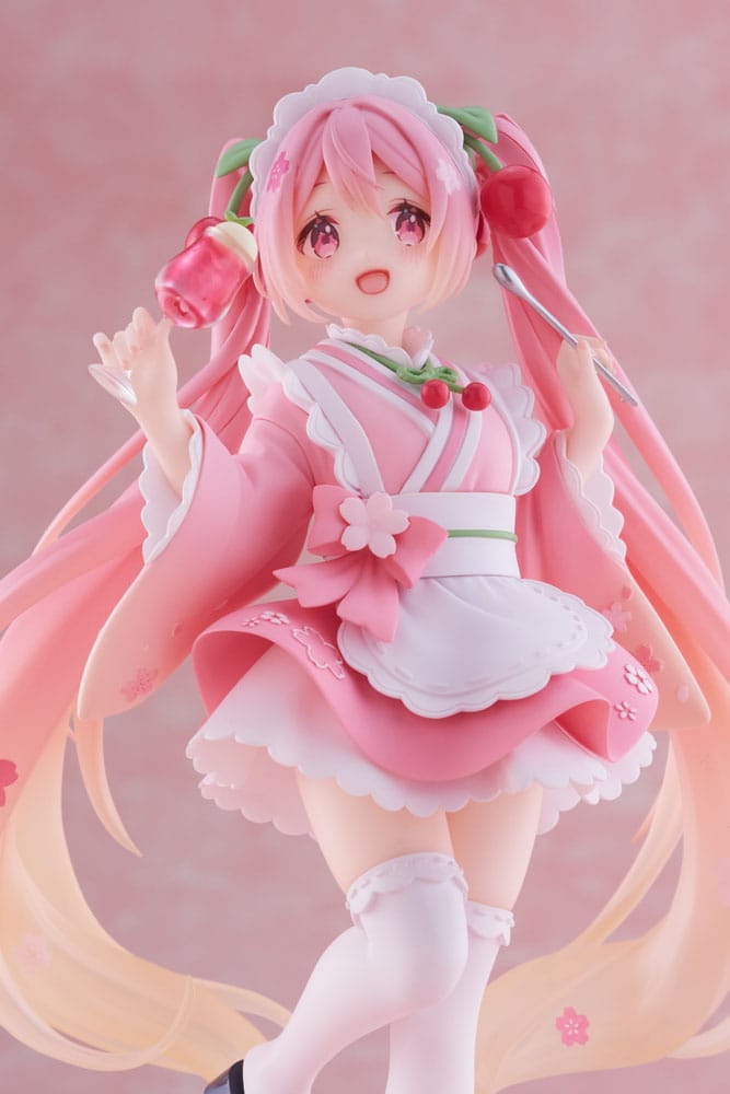 Hatsune Miku PVC Statue Newley Written Sakura Miku Japanese Cafe 18 cm - AniMuchuu
