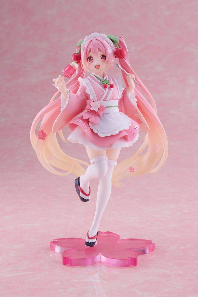 Hatsune Miku PVC Statue Newley Written Sakura Miku Japanese Cafe 18 cm - AniMuchuu