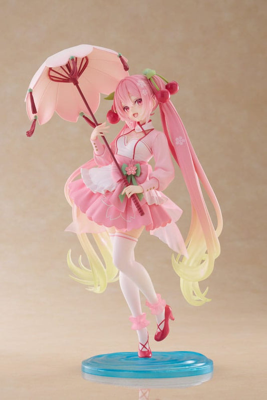 Hatsune Miku AMP PVC Statue Newley Written Sakura Miku 21 cm