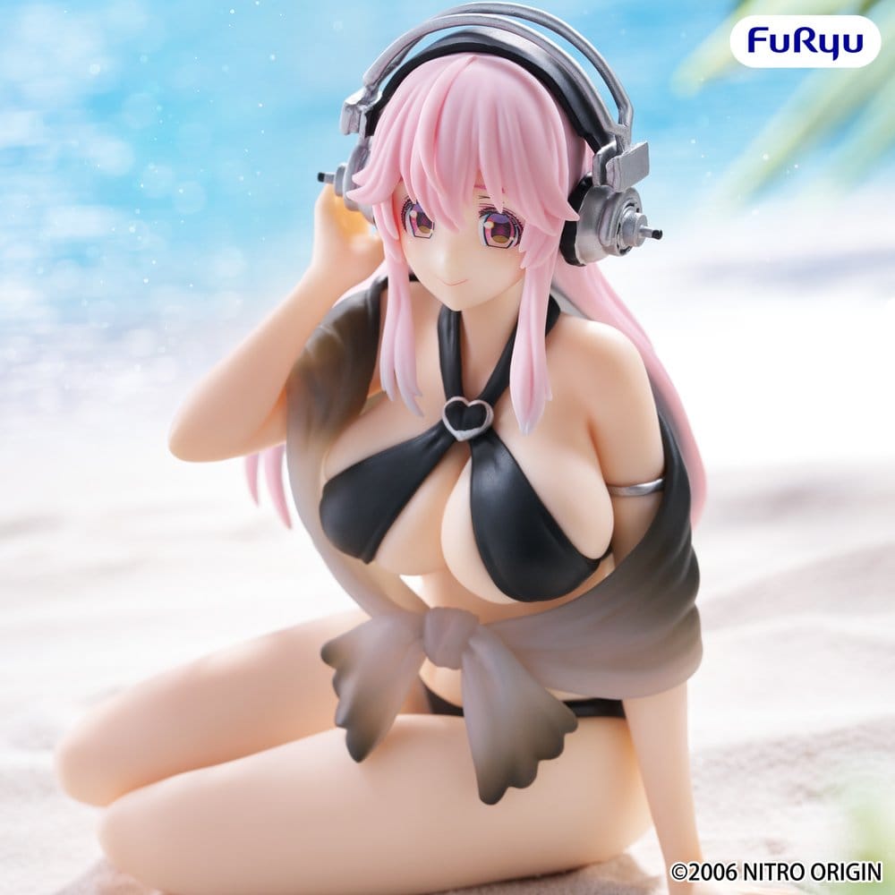 Super Sonico: Swimsuit Black Color Noodle Stopper PVC Figure 10 cm - AniMuchuu